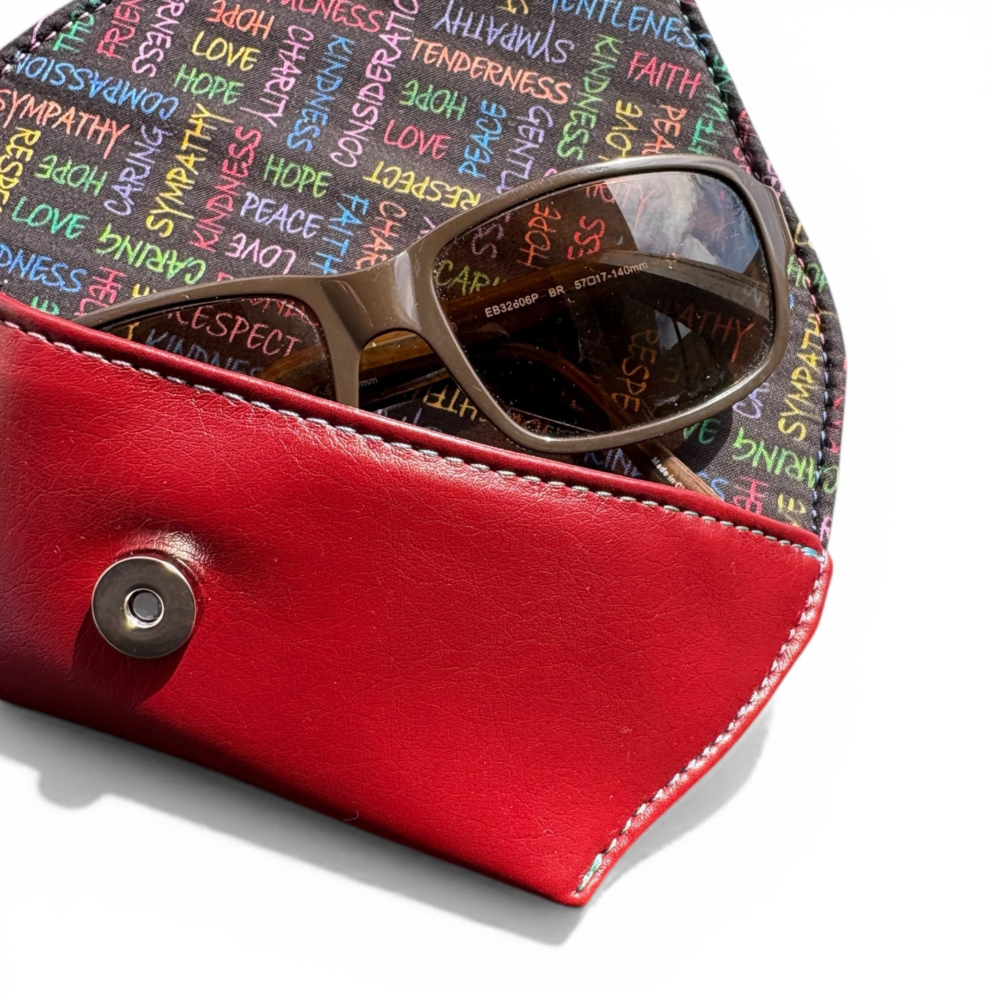 Sunglass - Eyeglass Case Burgundy Inspirational Words