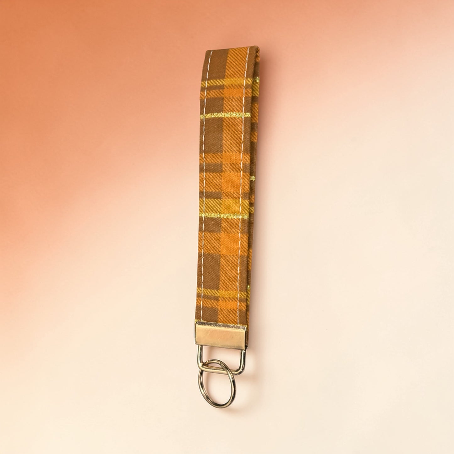 Key Chain Wristlet | Handmade Key Fob Wristlet Orange Gold