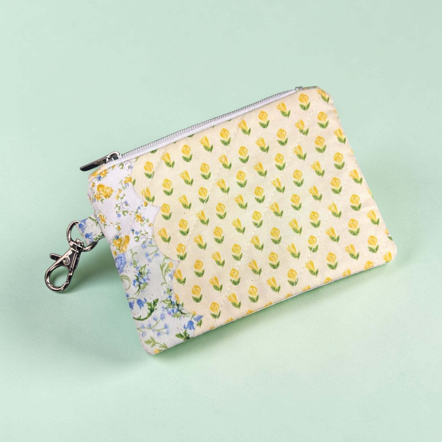 Coin Pouch Handmade Zipper Pouch for Everyday Essentials Yellow Patchwork