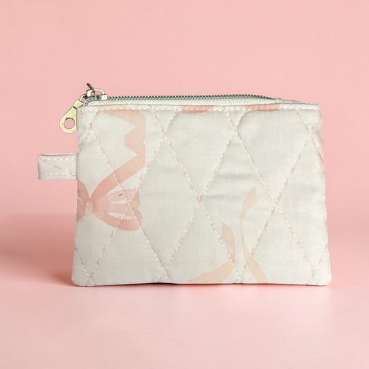 Coin Pouch Handmade Zipper Pouch for Everyday Essentials Pink Bow