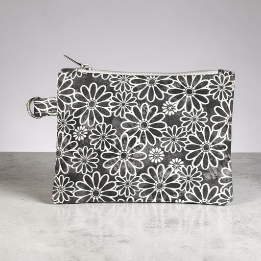 Coin Pouch Handmade Zipper Pouch for Everyday Essentials Black White Floral