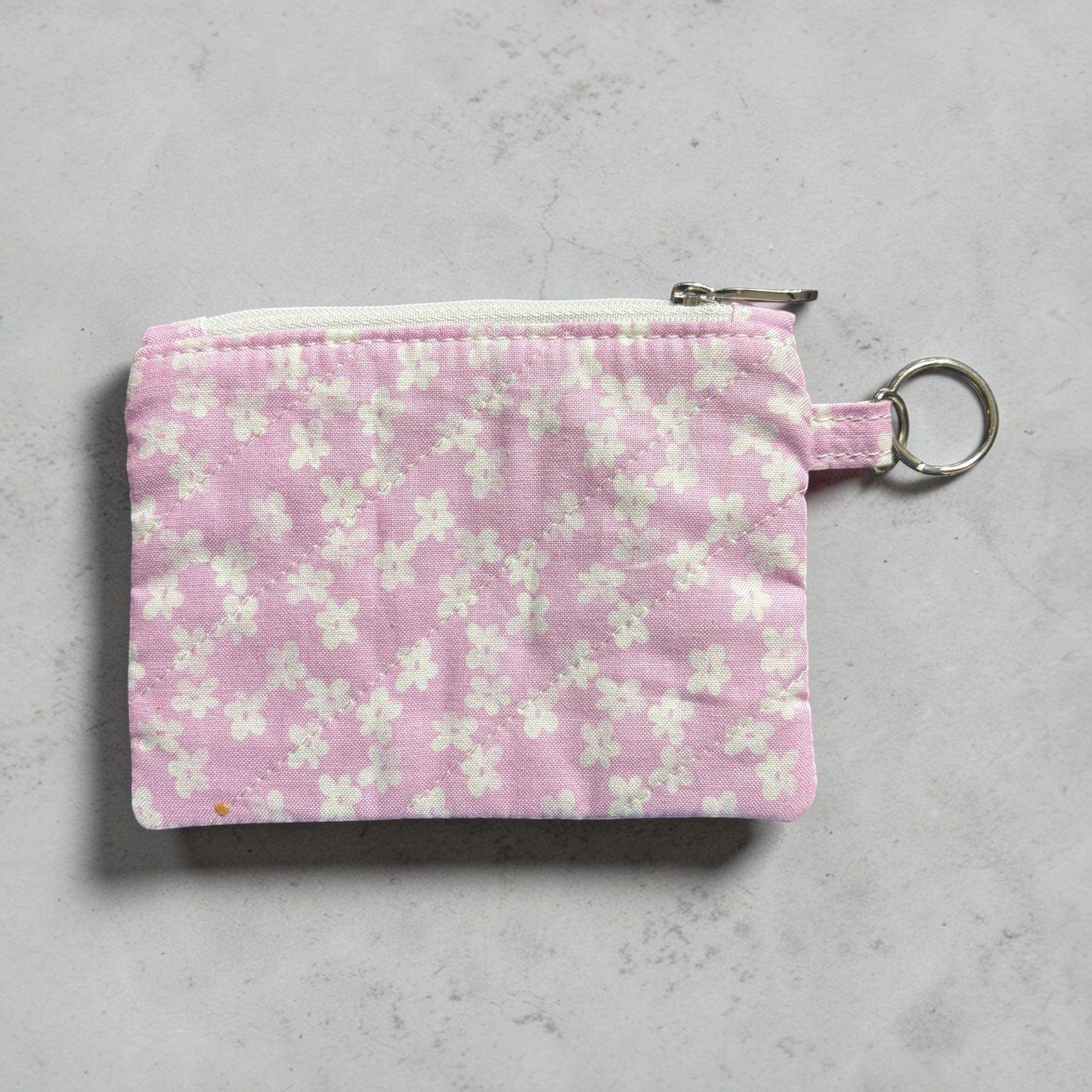 Coin Pouch Handmade Zipper Pouch for Everyday Essentials Pink White Floral