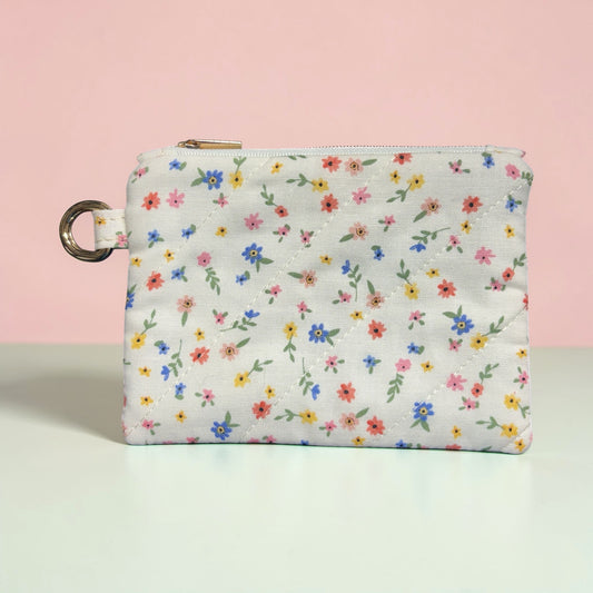 Coin Pouch Handmade Zipper Pouch for Everyday Essentials White Floral