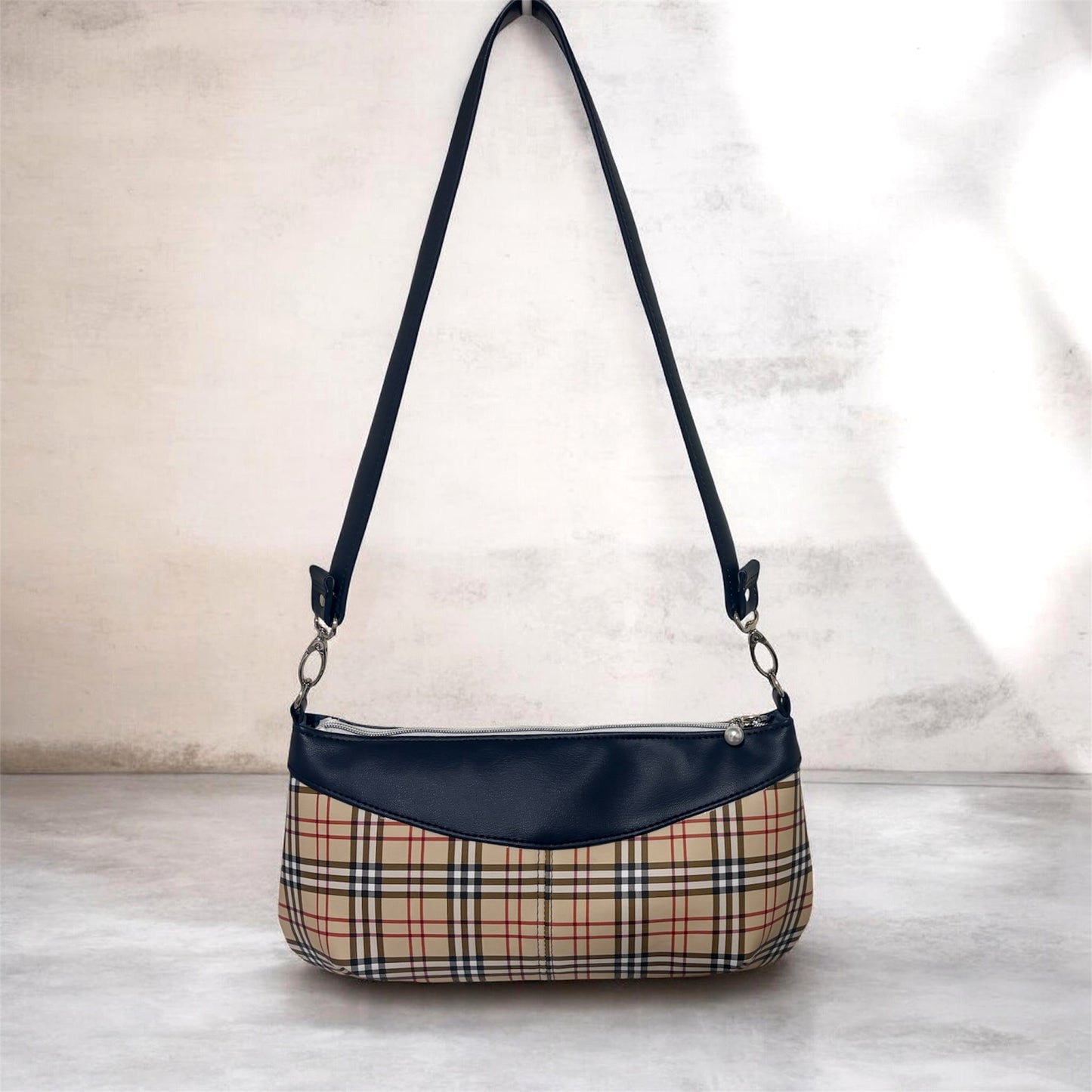 Ellana Shoulder Bag - Plaid/Navy